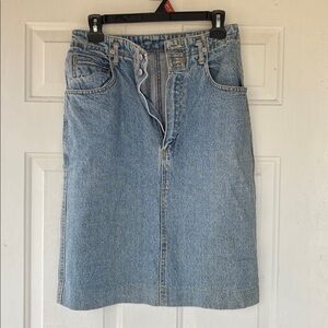 vintage women's denim jean skirt acid wash high waist above knee 8